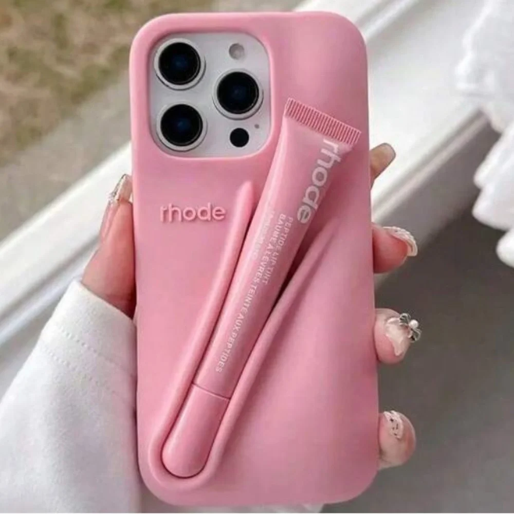 Magenta & Pink phone case with your choice of Lip Gloss